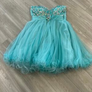 Alyce Paris Formal Evening Gown Prom Cocktail Dress Size 10 Aqua Green